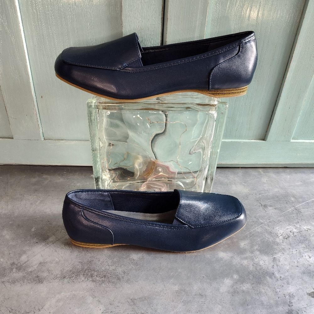 Classique Womens Navy Blue Slip-on Flats Dress Shoes
